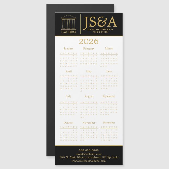 Black Gold Justice Columns Law Firm Logo 2026 (Fram/baksida)