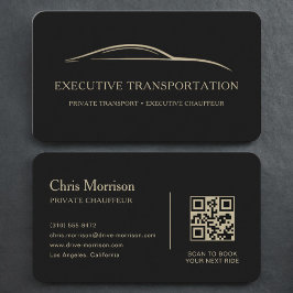 Black Gold Luxury Transport QR Code Visitkort