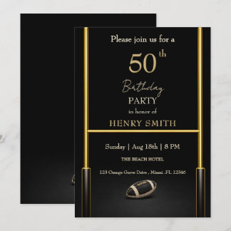 Black & Gold Men's Birthday Invitation Inbjudningar