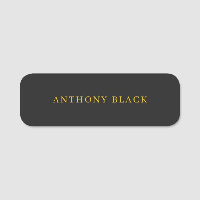 Black & Gold Minimalist Plain Elegant Own Name Namnbricka (Framsida)