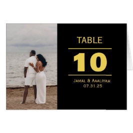 Black & Gold Modern Wedding Table Number Card OBS Kort