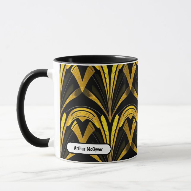 Black Gold Neo Deco Seamless Abstract Art Mugg (Vänster)