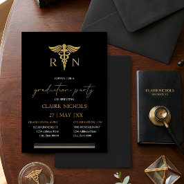Black Gold Nurse graduation party neutral gender 