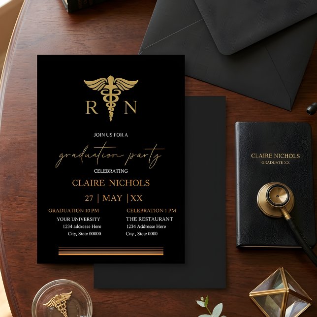 Black Gold Nurse graduation party neutral gender  (Skapare uppladdad)