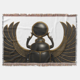 Black & Gold Pharaonic Beetle Throw Blanket Filt