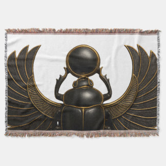 Black & Gold Pharaonic Beetle Throw Blanket Filt
