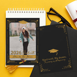 Black Gold Photo Class 2026 Graduate Announcement Inbjudningar