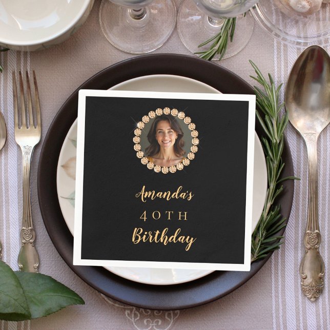 Black gold photo diamonds pappersservett (Skapare uppladdad)