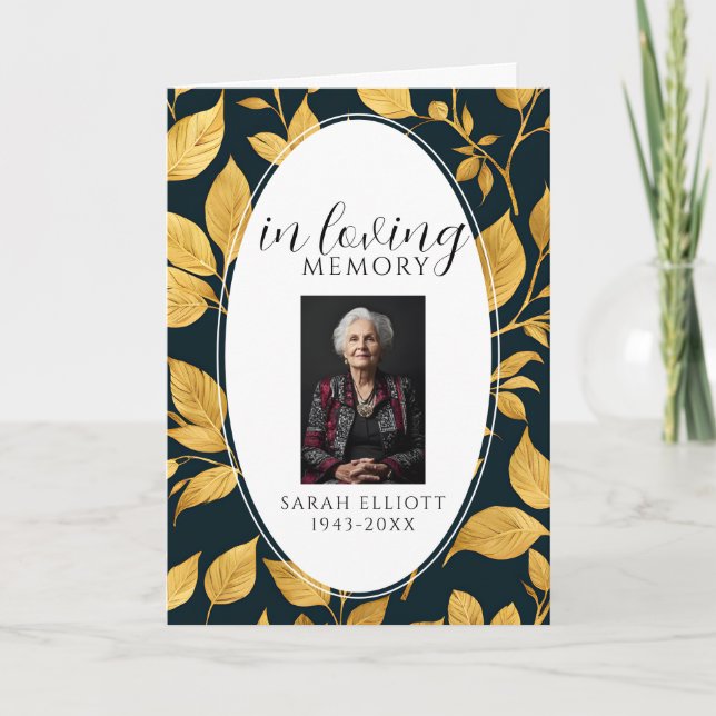 Black & Gold Photo Funeral Order of Service  Program (Framsida)