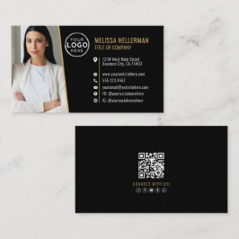 Black Gold Professional QR Code Photo Logo Visitkort