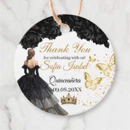 Black Gold Quinceañera Custom Favor Tag Gåvor Etiketter