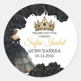 Black Gold Quinceañera Custom Sticker Runt Klistermärke