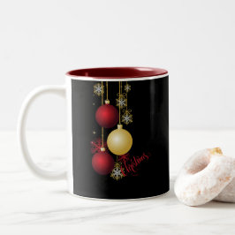 Black, Gold & Red Christmas Party Två-Tonad Mugg