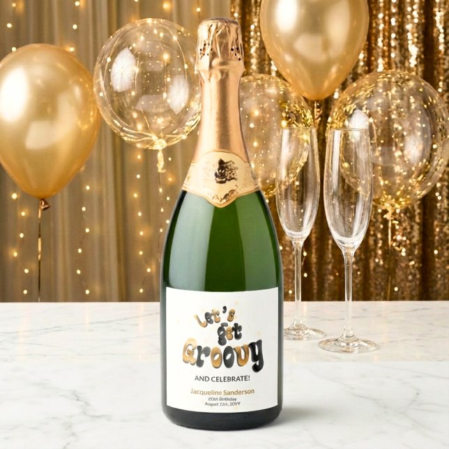 Black Gold Retro Let's Get Groovy 60th Birthday (Skapare uppladdad)