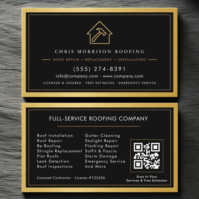 Black Gold Roofing Construction Services QR Code Visitkort (Skapare uppladdad)