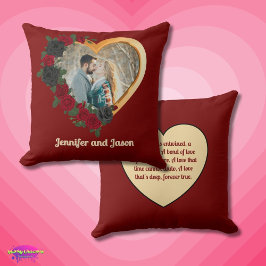 Black & Gold Roses, Gold Heart Photo Frame Kudde