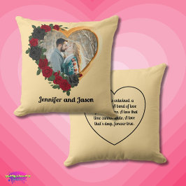 Black & Gold Roses, Gold Heart Photo Frame Kudde