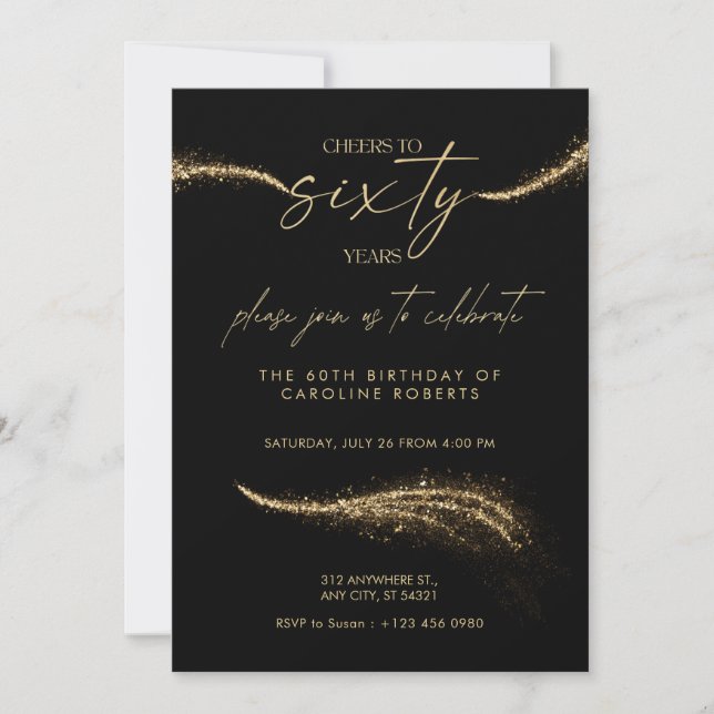 Black & Gold Royal 60th Birthday Invitation   Inbjudningar (Framsida)
