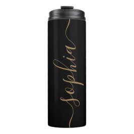 Black Gold Script Custom Thermal Tumbler