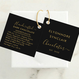 Black Gold Script Mörk Choklad Ingredienser Gåvor Etiketter