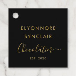 Black Gold Script White Chocolate Ingredients Gåvor Etiketter