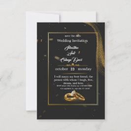 	Black Gold Wedding Invitation Inbjudningar