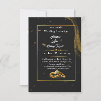 	Black Gold Wedding Invitation Inbjudningar