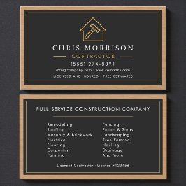 Black & Gold Wood Building Construction  Visitkort