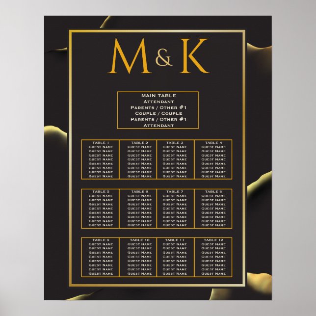 Black Golden Abstrakt Loving Fab Bröllop Poster (Framsidan)