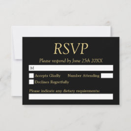 Black Golden Beige Bröllop OSA Card Kort