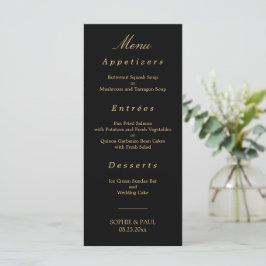 Black Golden Beige Elegant bröllop Menu Meny