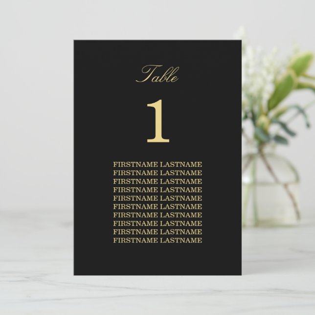 Black Golden Beige Guest Namn Bord Card (Stående Fram)