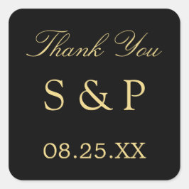 Black Golden Beige Wedding Tack Sticker Fyrkantigt Klistermärke