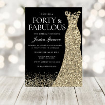 Black Golden Dress Womans 40:e födelsedagen Party
