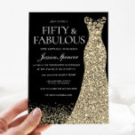 Black Golden Dress Womans 50:e Födelsedagsfesten Inbjudningar<br><div class="desc">Black Golden Dress Womans 50:e Födelsedagsfesten och fantastiska variationer i inbjudan och matchande artiklar i vår butik</div>