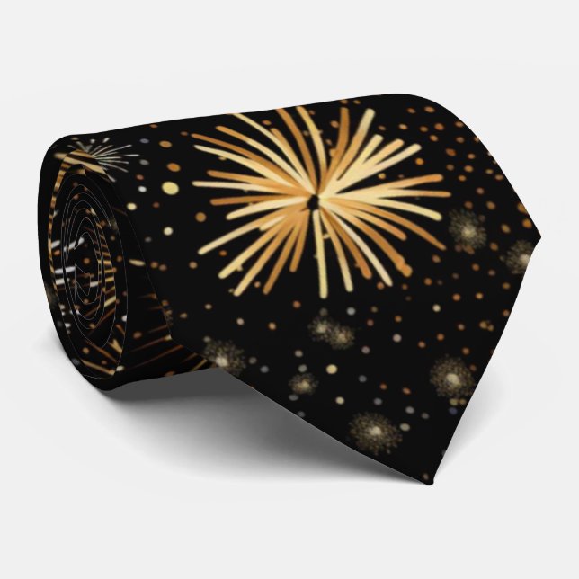 Black Golden Fireworks Firande Neck Tie Slips (Rullad)