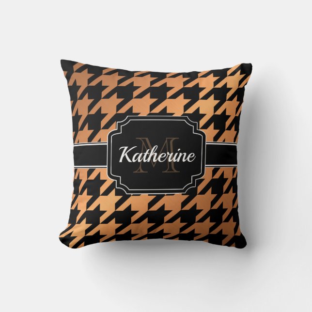 Black & Golden Houndstooth Kudde (Framsida)