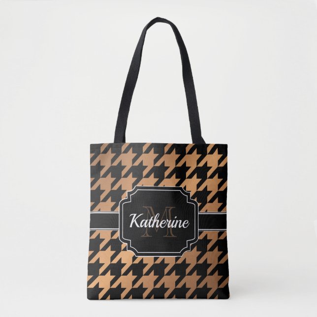 Black & Golden Houndstooth Tygkasse (Framsida)