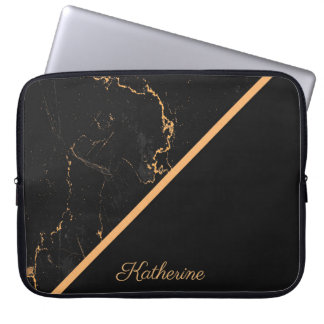 Black & Golden Marble Laptop Fodral