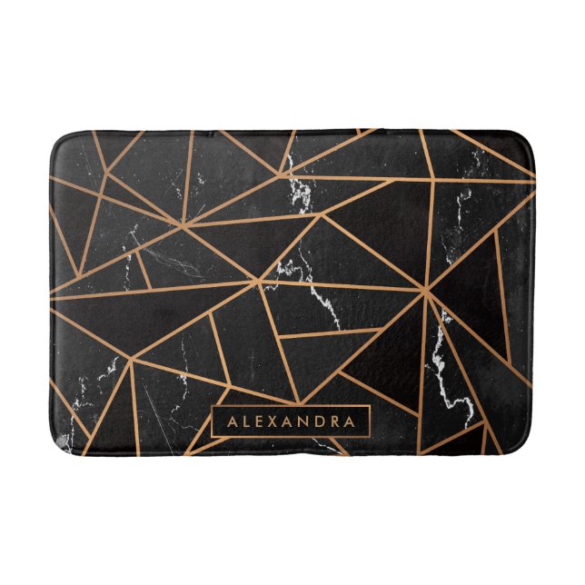 Black & Golden Marble Mosaic Badrumsmatta (Framsidan)