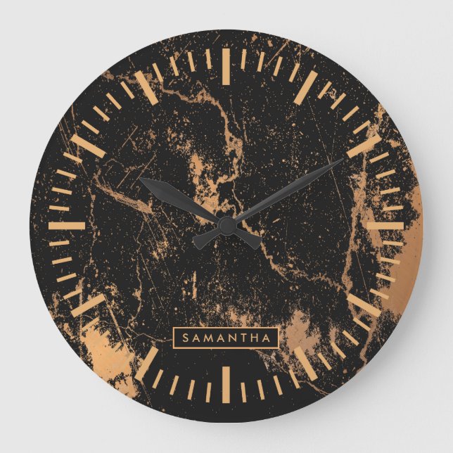 Black & Golden Marble Stor Klocka (Framsida)