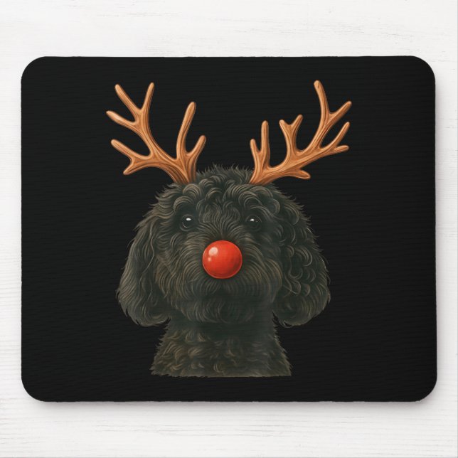 Black Goldendoodle Christmas Lights Santa Hat Blac Musmatta (Framsidan)