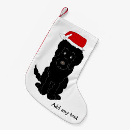Black Goldendoodle Hund design Liten Julstrumpa