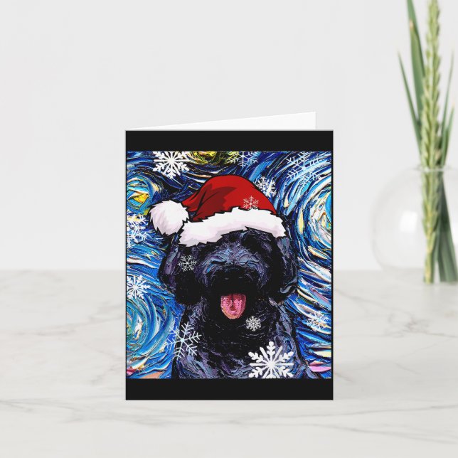 Black Goldendoodle Labradoodle Santa Dog Christmas Kort (Framsida)