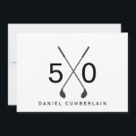 Black Golf Simple 50:e Födelsedagsfesten Inbjudningar<br><div class="desc">Femtio. 50:e födelsedagsinbjudan. Datum,  ställe,  inklusive OSA. Svartvit. Enkelt. Golf.</div>