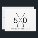 Black Golf Simple 50:e Födelsedagsfesten Inbjudningar<br><div class="desc">Femtio. 50:e födelsedagsinbjudan. Datum,  ställe,  inklusive OSA. Svartvit. Enkelt. Golf.</div>