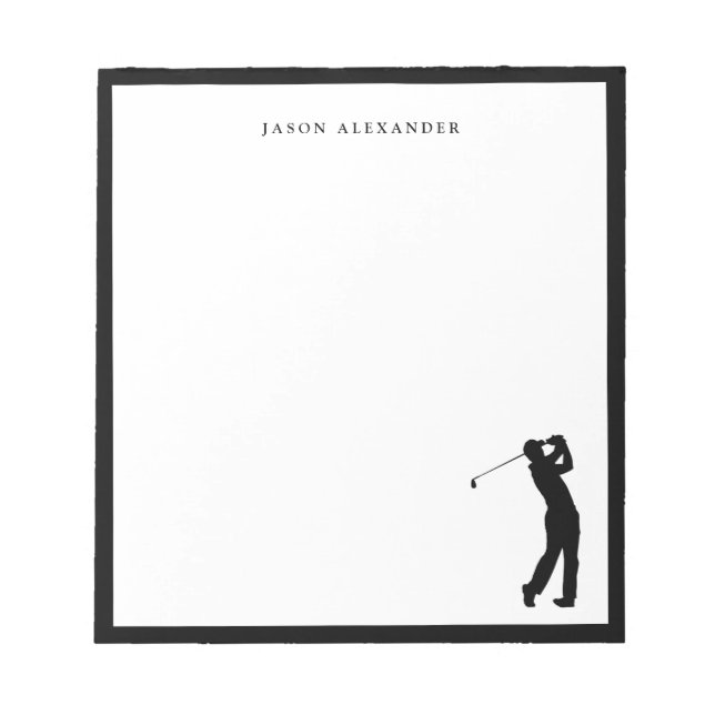 Black Golfer Silhouette Personalized  Anteckningsblock (Framsida)