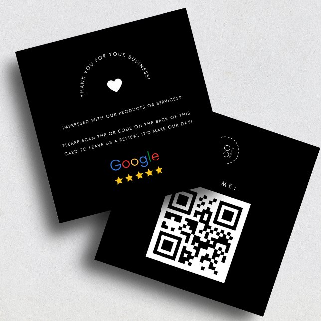 Black Google Review Anpassningsbar Business Logoty Fyrkantigt Visitkort (Skapare uppladdad)