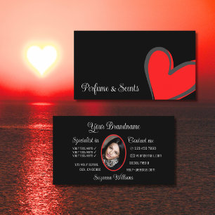 Black Gorgal Red Heart Modern med Photo Cute Visitkort