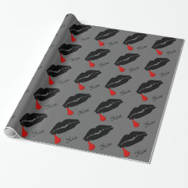 Black Goth Vampire Kiss Wrapping Papper Presentpapper